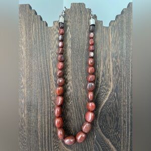 Jay King DTR 925 Red Jasper Stone Necklace 17"